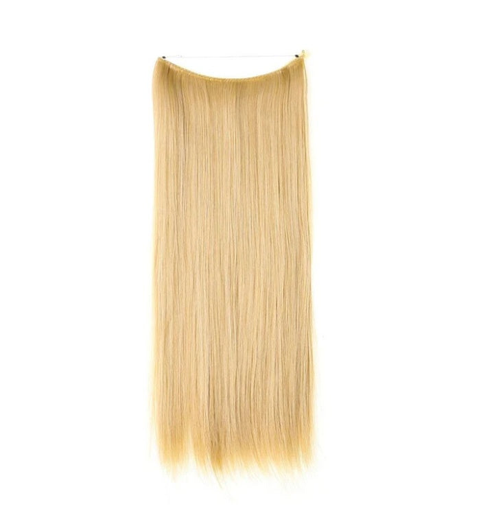Women's straight one-piece hair extension, light blonde with longer smooth ends