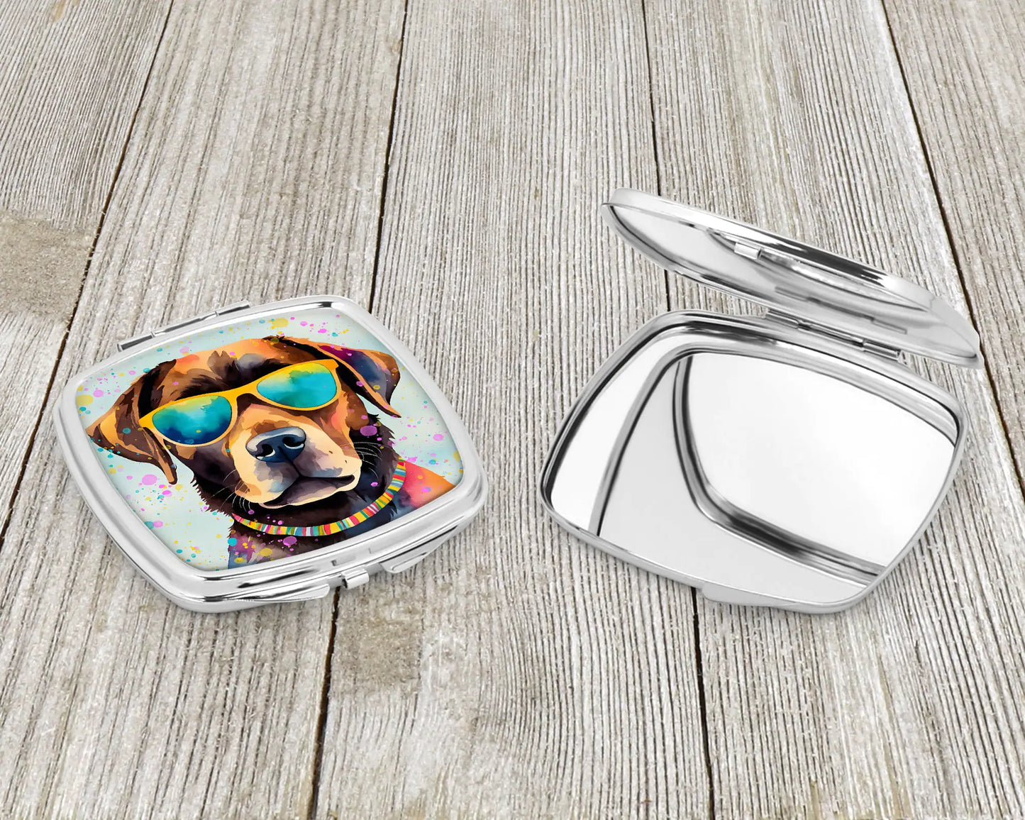Chocolate Labrador Hippie Dawg Compact Mirror