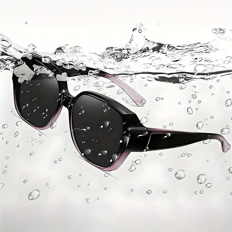 Dual-Use Clip-On Fashion Glasses - Crystals, Stylish Rectangular Design, Unisex, Driving Accessories, Eyewear