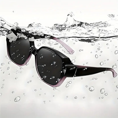 Dual-Use Clip-On Fashion Glasses - Crystals, Stylish Rectangular Design, Unisex, Driving Accessories, Eyewear