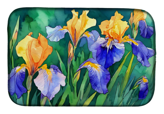 Tennessee Iris in Watercolor Dish Drying Mat