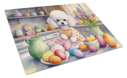 Decorating Easter White Poodle Glass Cutting Board