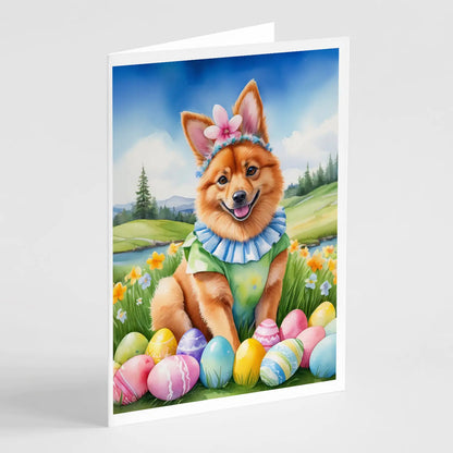 Finnish Spitz Easter Egg Hunt Greeting Cards Pack of 8