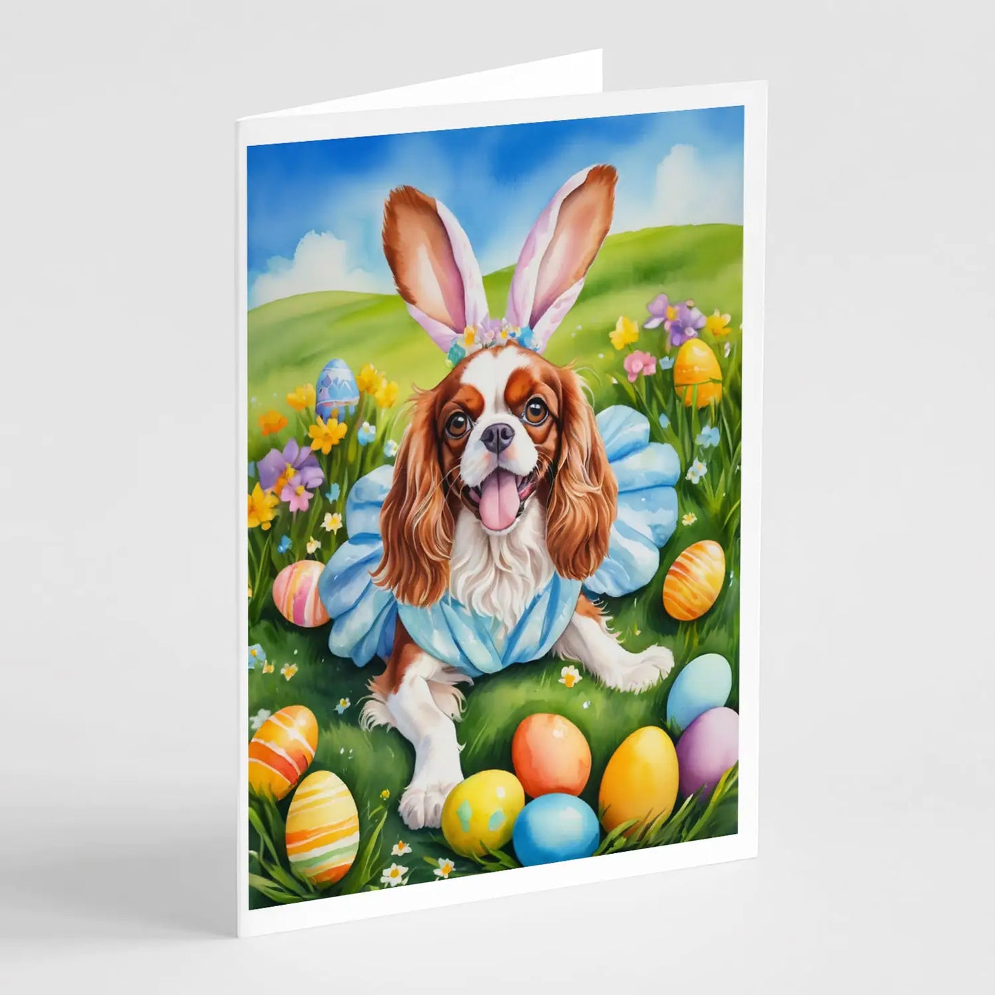 Cavalier Spaniel Easter Egg Hunt Greeting Cards Pack of 8