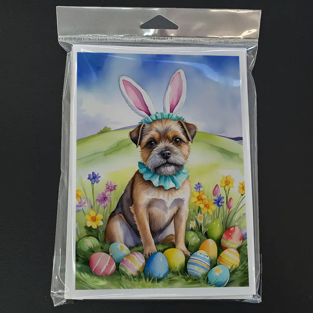 Border Terrier Easter Egg Hunt Greeting Cards Pack of 8