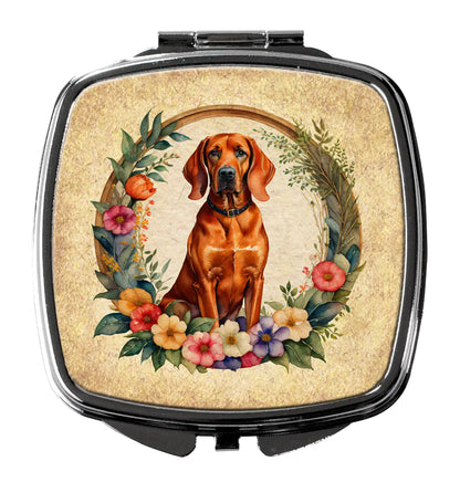 Redbone Coonhound and Flowers Compact Mirror