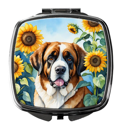 Saint Bernard in Sunflowers Compact Mirror