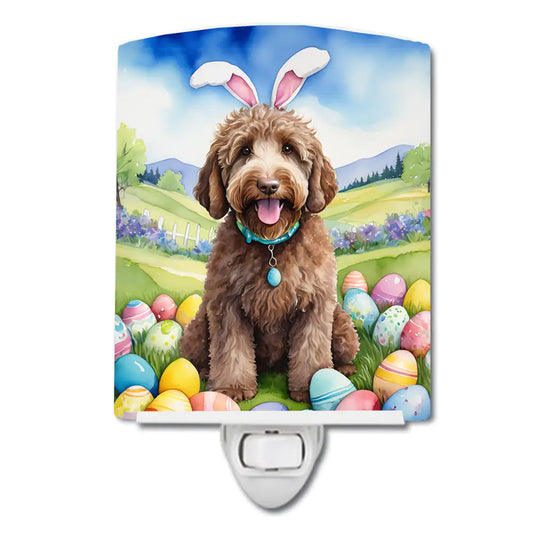 Labradoodle Easter Egg Hunt Ceramic Night Light