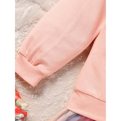 Baby Girls Skirt Set Letters Embroidery Long Sleeve Sweatshirt Tops & Rainbow Tutu Skirt Outfits