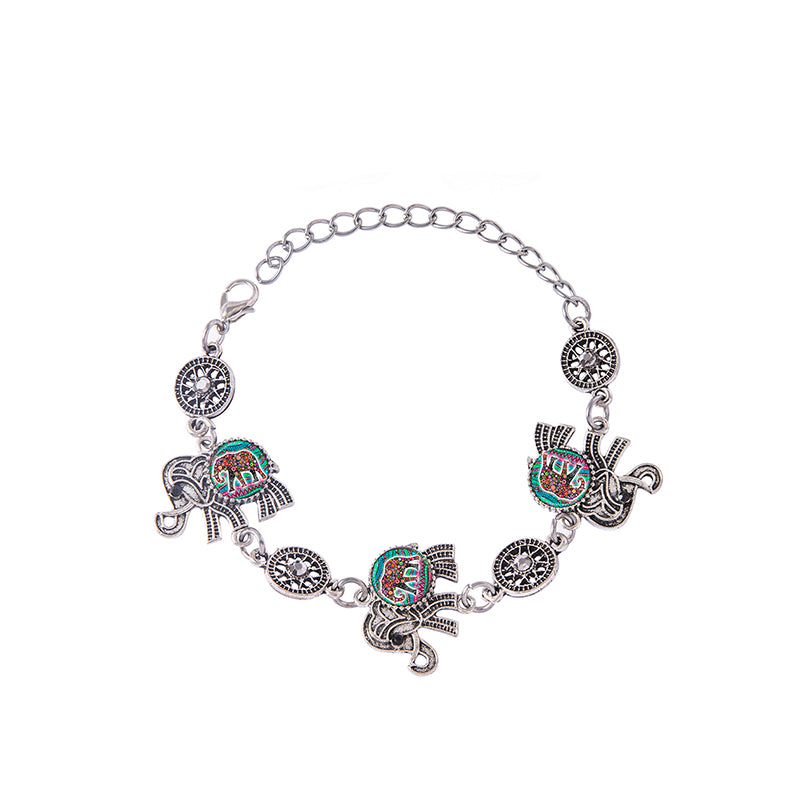 Vintage Silver Elephant Jewelry Set For Women