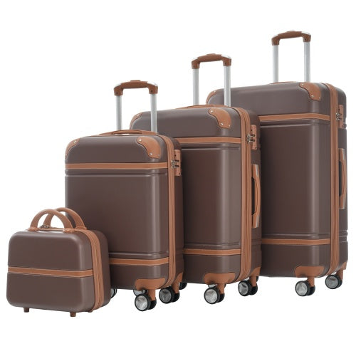 Hard shell Sets 4 Pieces 20x24x28 Luggage's And Cosmetic Case Spinner Suitcase With TSA Lock Lightweight