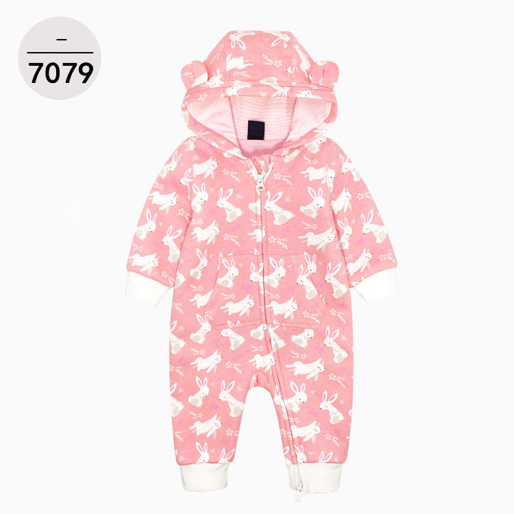 Double Layer One-piece Zipper Hooded Sweater For Children