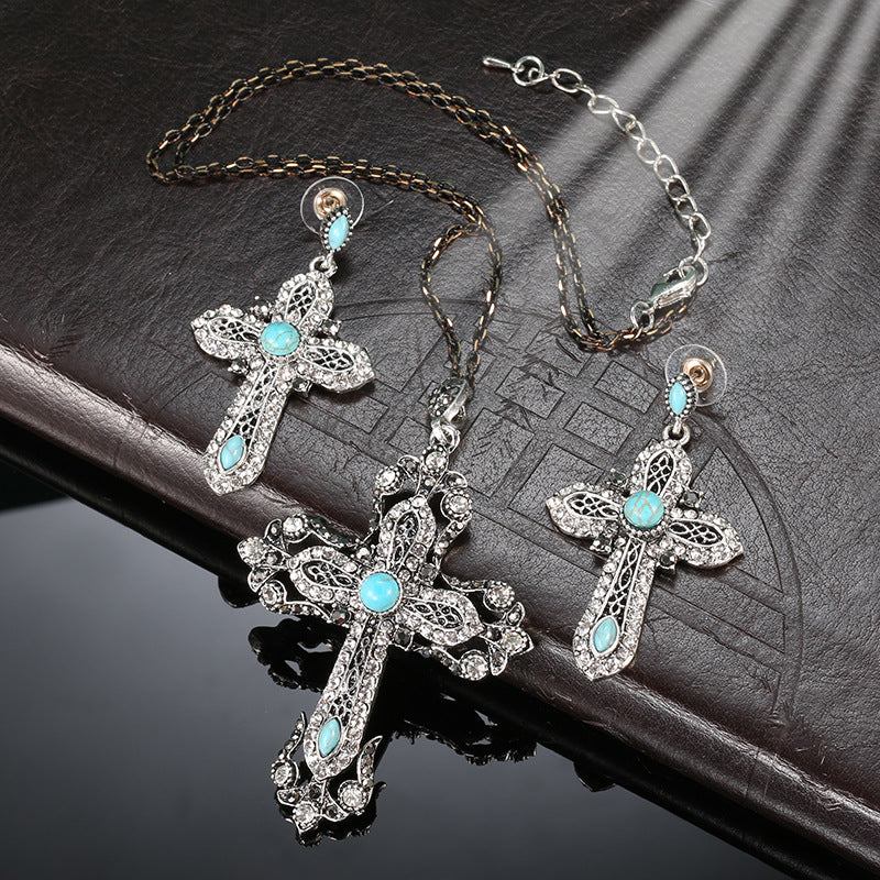 Necklace Earrings Retro Turquoise Set Accessories Set Accessories