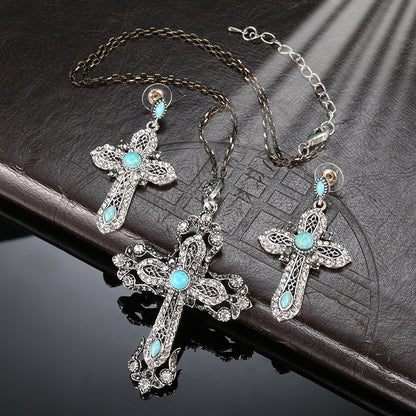 Necklace Earrings Retro Turquoise Set Accessories Set Accessories