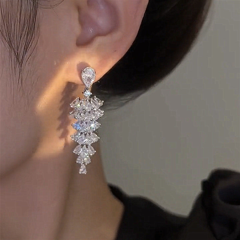 Sparkling Zircon Christmas Tree Drop Earrings For Women Trendy Xmas Tree Plant Dangle  New Year Festival Party Jewelry