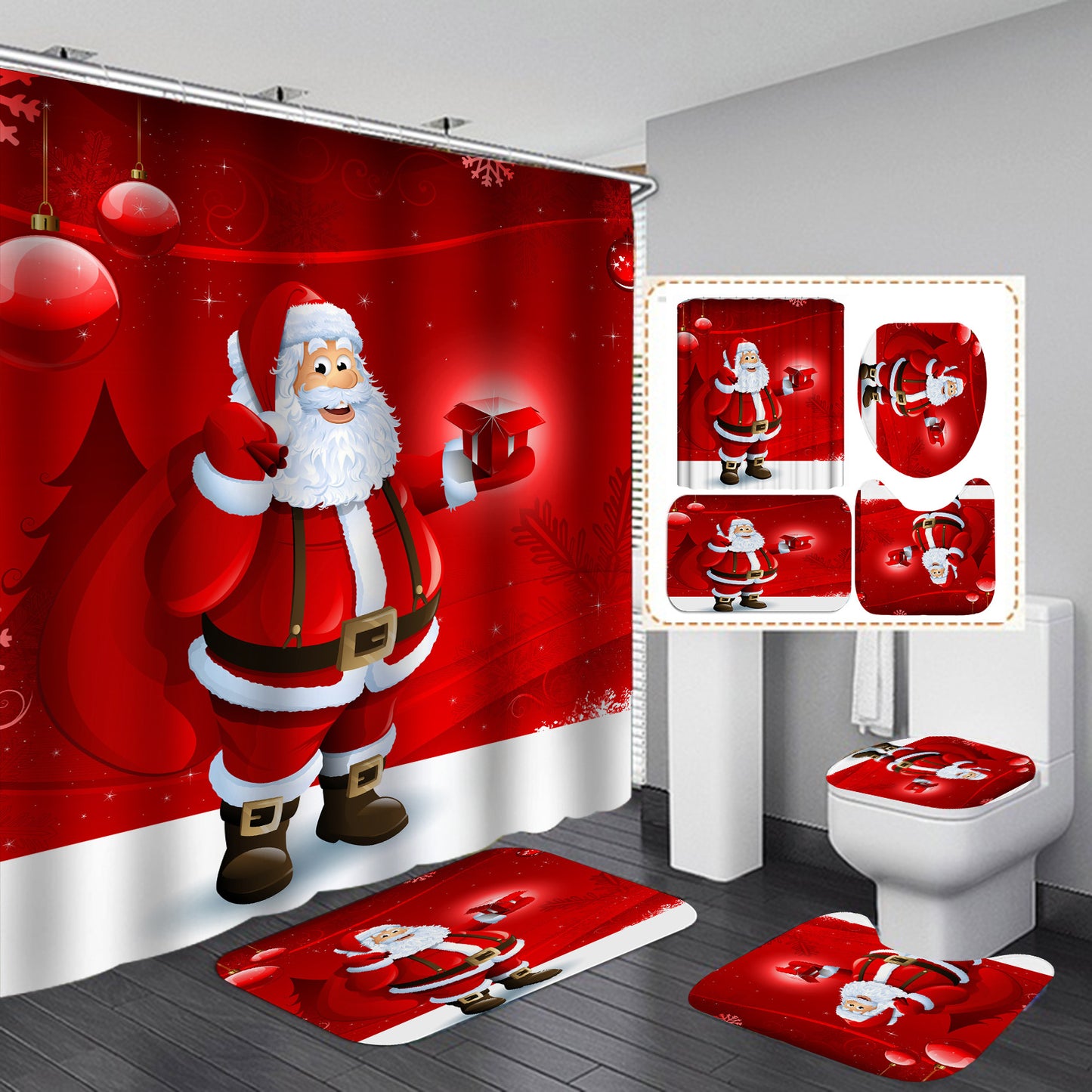 Creative Shower Curtain Waterproof Christmas Shower Curtain Cloth