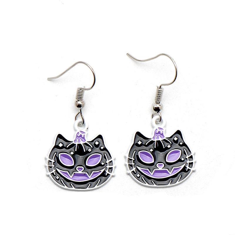 Pumpkin Cat Ghost Skull Earrings