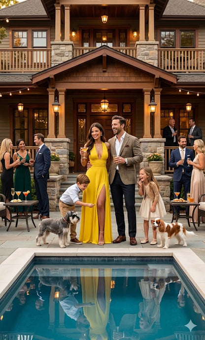 Yellow halter V-neck backless slit dress with thin straps and side slit skirt