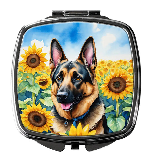 German Shepherd in Sunflowers Compact Mirror