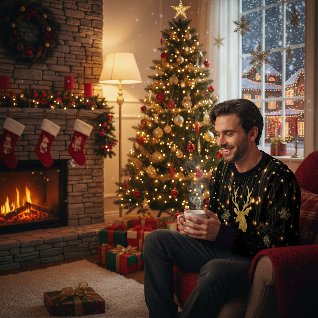 Women Men Clothing Christmas Elk Digital Printed Round Neck Sweater