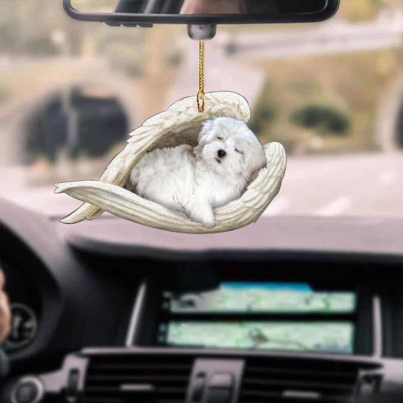 Car Pendant Sleeping Dog Angel Home Decor Acrylic Showcase Hanging Ornaments For Doors