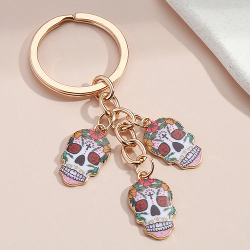 Hot Selling Dripping Oil Alloy Colorful Owl, Ladybug, Dark Flower, Ghost Face Keychain Bag Ornaments