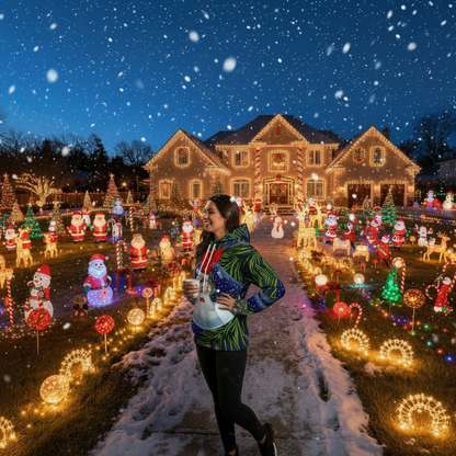 Christmas 3D Digital Print Casual Loose Fit Hooded Pullover Sweatshirt