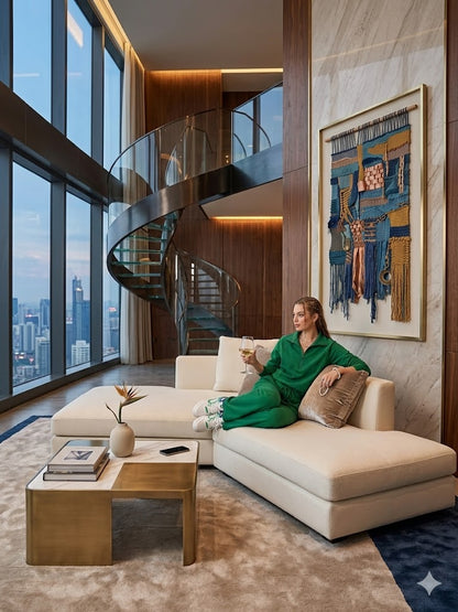 Green two-piece lounge set with zip-front long-sleeve sweatshirt and wide-leg pants