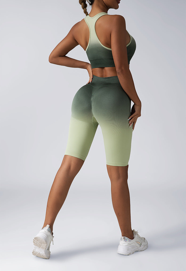 Workout 2 Piece Seamless Crop Tank Shorts Outfits For Women Seamless Sport Bra High Waist Yoga Leggings Sets