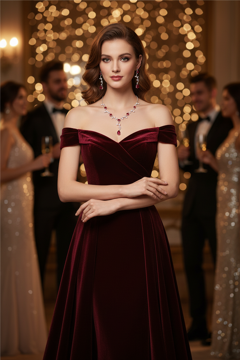 Red zircon necklace and drop earring set with matching teardrop stones