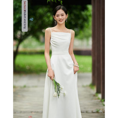 White Bridesmaid Dress Daily Style Formal Dress