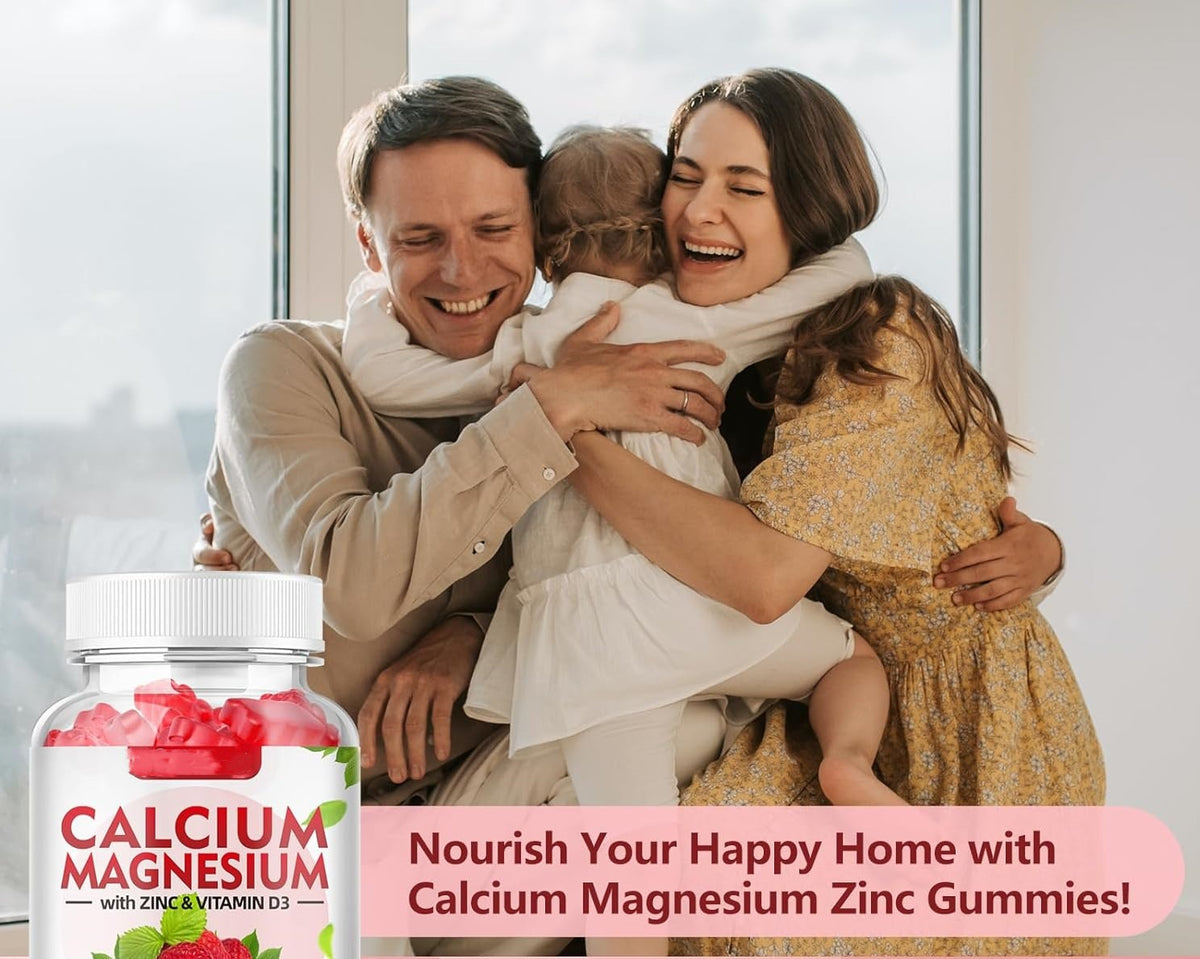 Sugar-free vegan calcium magnesium gummies bottle with zinc and vitamin D3, fudge