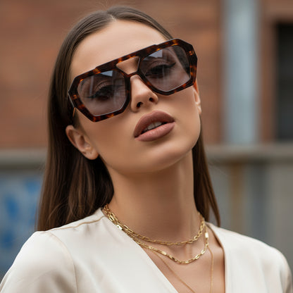 Ins Big Frame Leopard Sunglasses Summer Sunshade Beach Vacation Glasses
