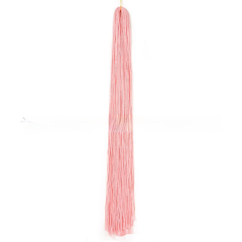 Soft pink braided crochet hair extension with long fringe tassels