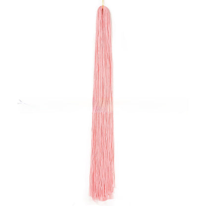 Soft pink braided crochet hair extension with long fringe tassels