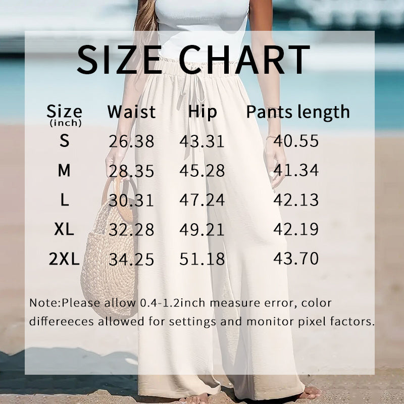 Women's Elastic High Waist Wide Leg Pants, Casual Loose Fit Trousers