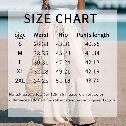 Women's Elastic High Waist Wide Leg Pants, Casual Loose Fit Trousers