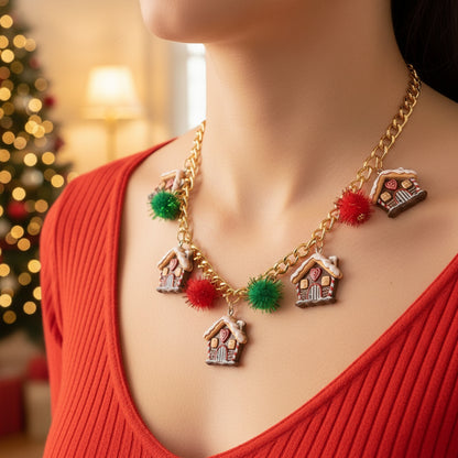 New Christmas Tree Bell Santa Claus Necklace Creative Personalized Pendant Clavicle Chain Jewelry