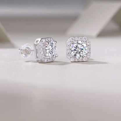 Heart Rose Luxury Fashion Diamond Earrings Stud Set With Mosan Diamond Silver Ornaments