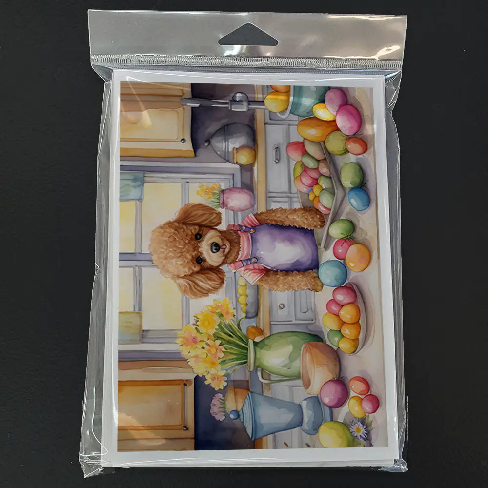 Decorating Easter Poodle Greeting Cards Pack of 8