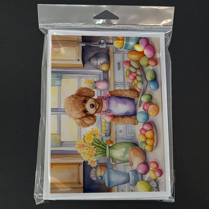 Decorating Easter Poodle Greeting Cards Pack of 8