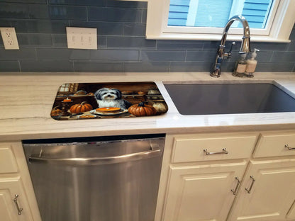 Havanese Fall Kitchen Pumpkins Dish Drying Mat