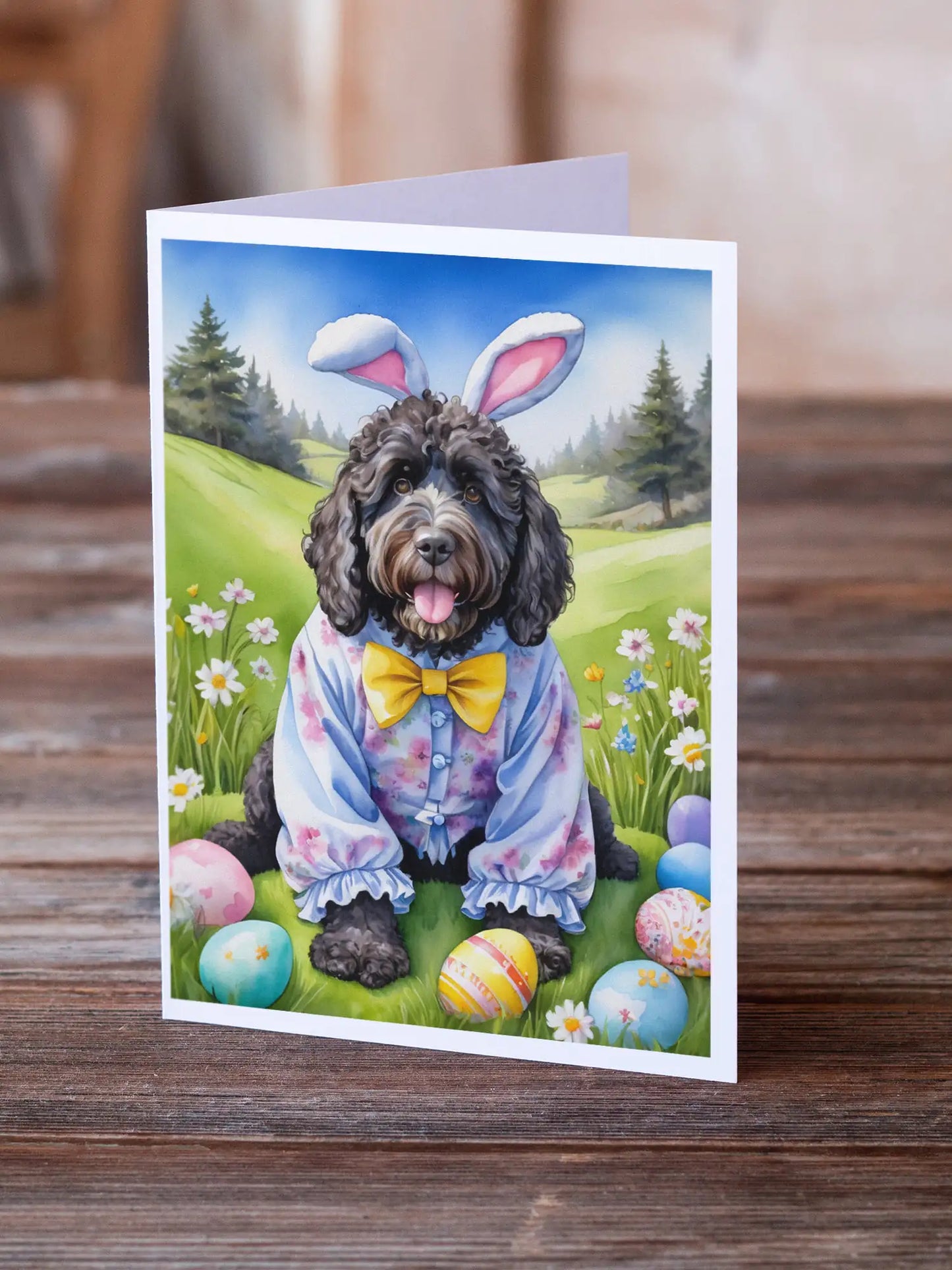 Portuguese Water Dog Easter Egg Hunt Greeting Cards Pack of 8