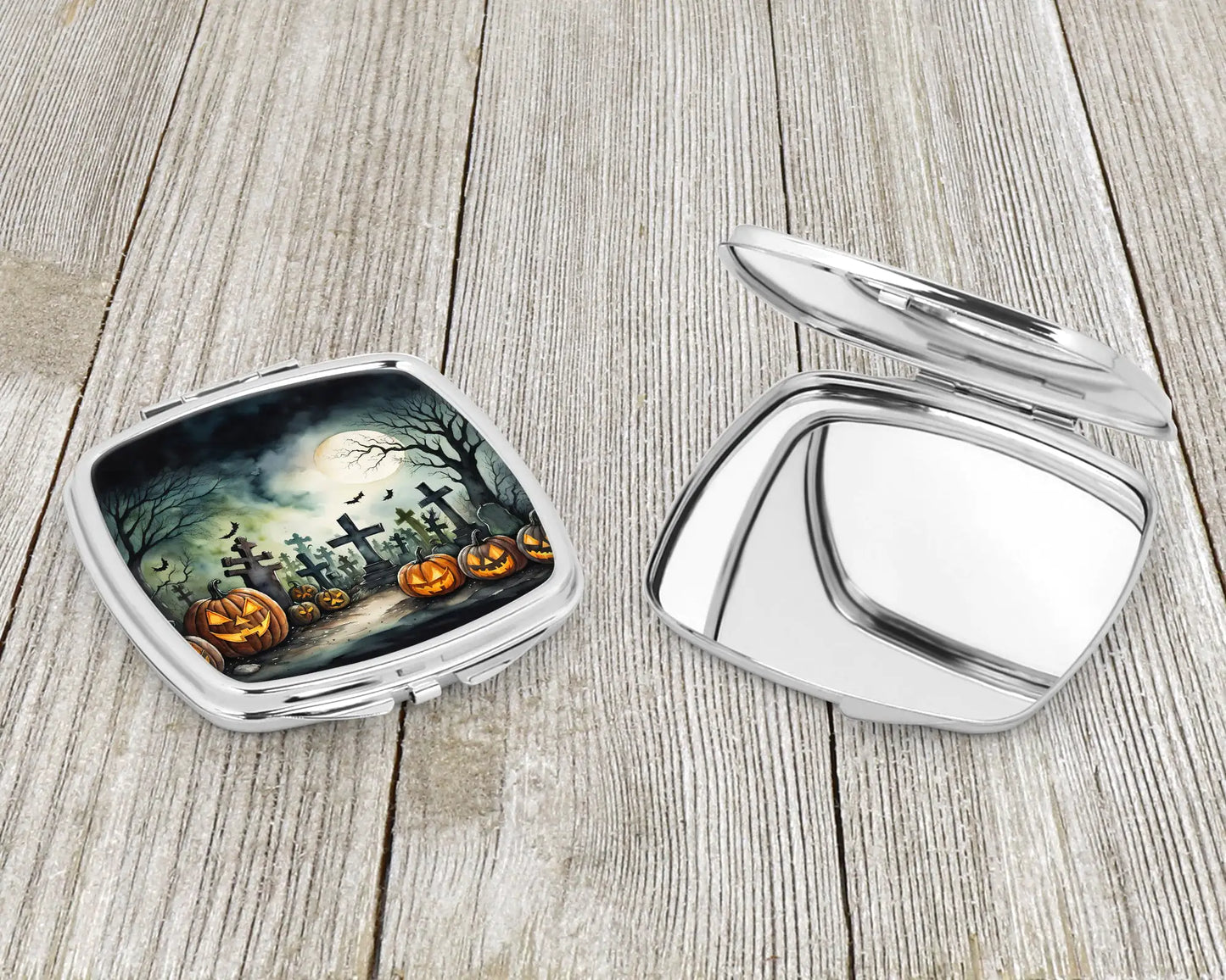 Graveyard Spooky Halloween Compact Mirror
