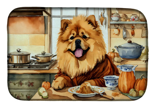 Chow Chow Fall Kitchen Pumpkins Dish Drying Mat
