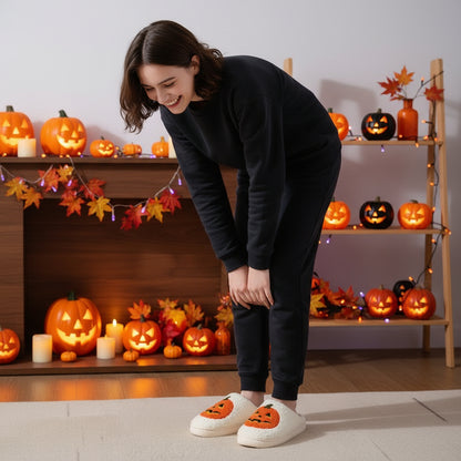 Halloween Pumpkin Cartoon Slippers Warm Winter Men And Women Couples Indoor