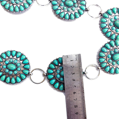 Women's Carved Vintage Turquoise Inlay Waist Chain