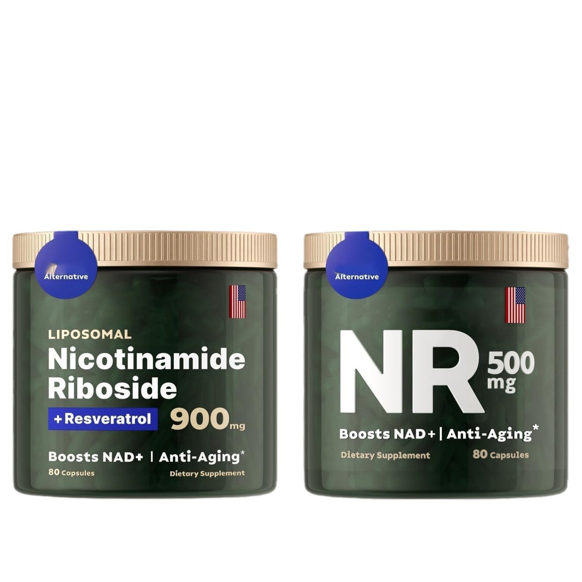 Two liposomal Nicotinamide Riboside jars: 900 mg and 500 mg