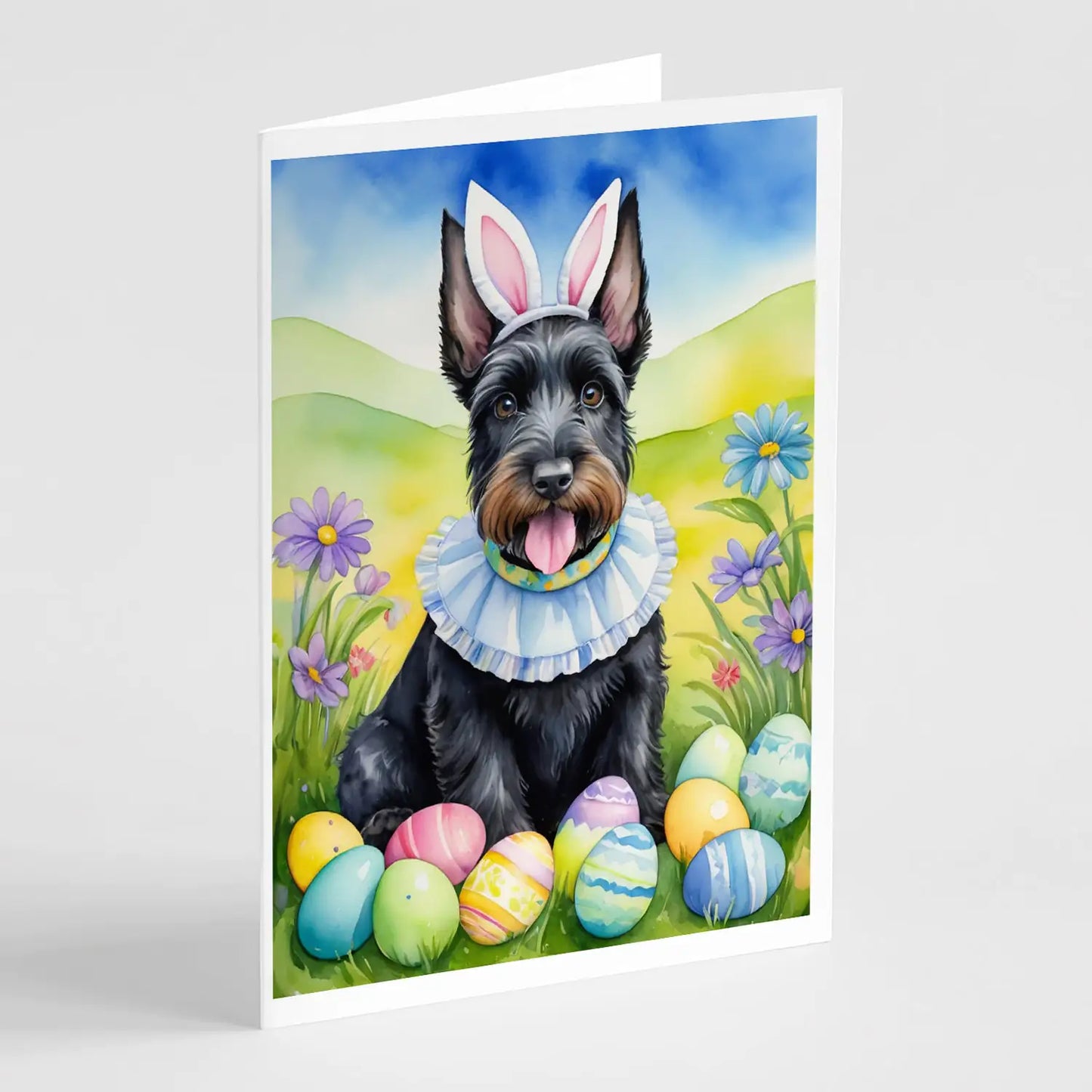 Scottish Terrier Easter Egg Hunt Greeting Cards Pack of 8