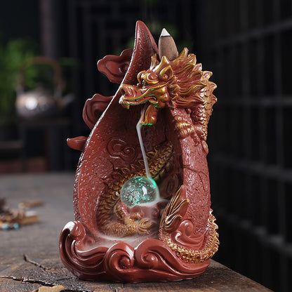 Resin Backflow Incense Burner Smoke Aromatherapy Stove Xianglong LED Light